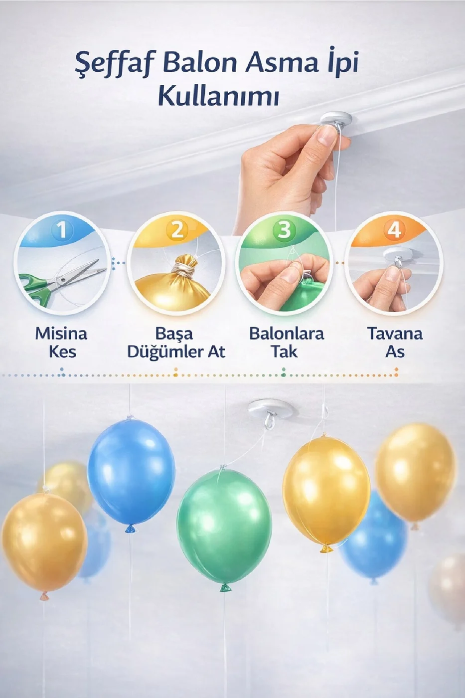 Misina İpi Profesyonel Şeffaf Balon Asma İpi – Helyuma Uyumlu Misina gorsel 2