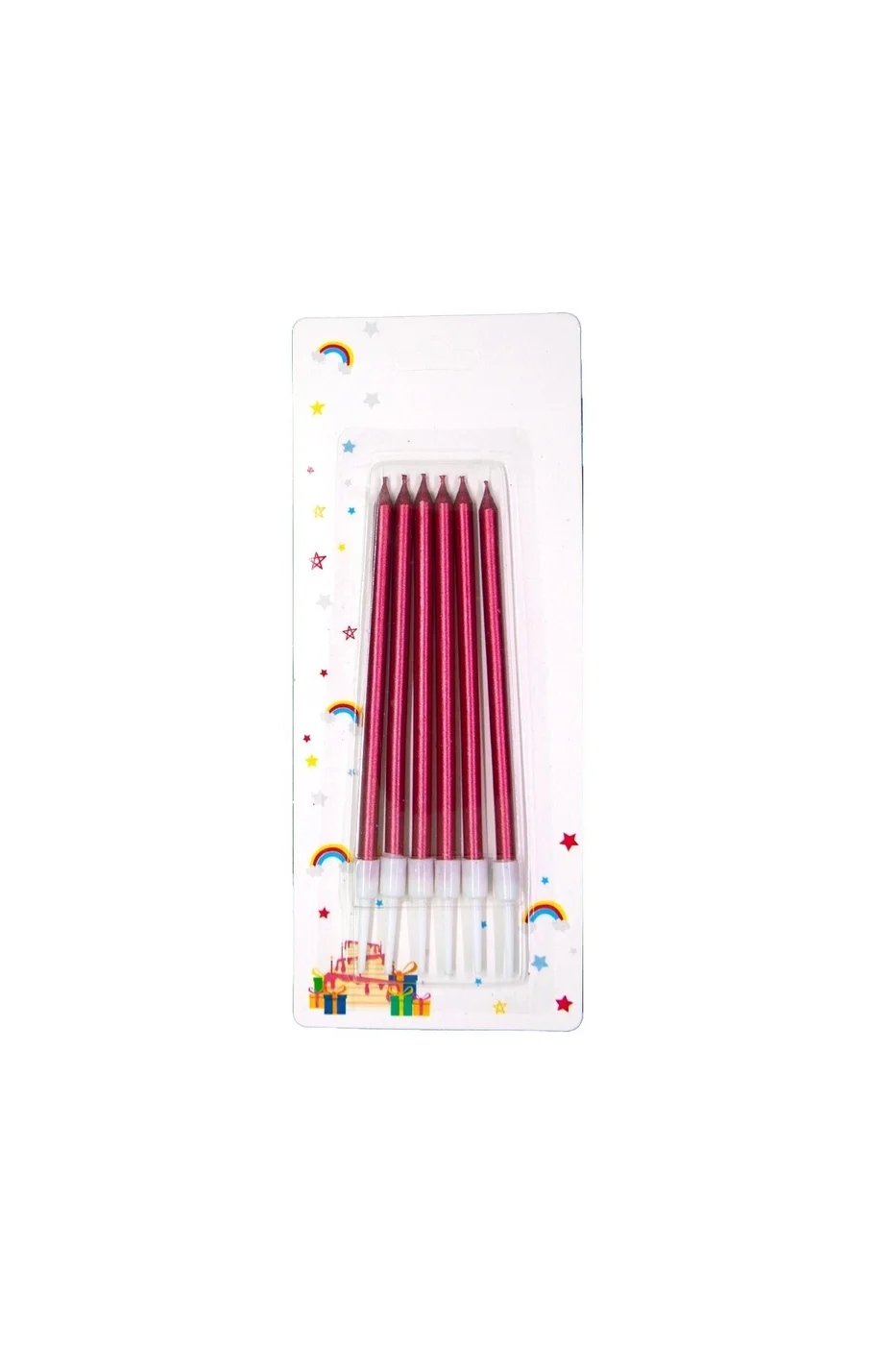 6 LI İNCE UZUN KIRMIZI MUM 13CM