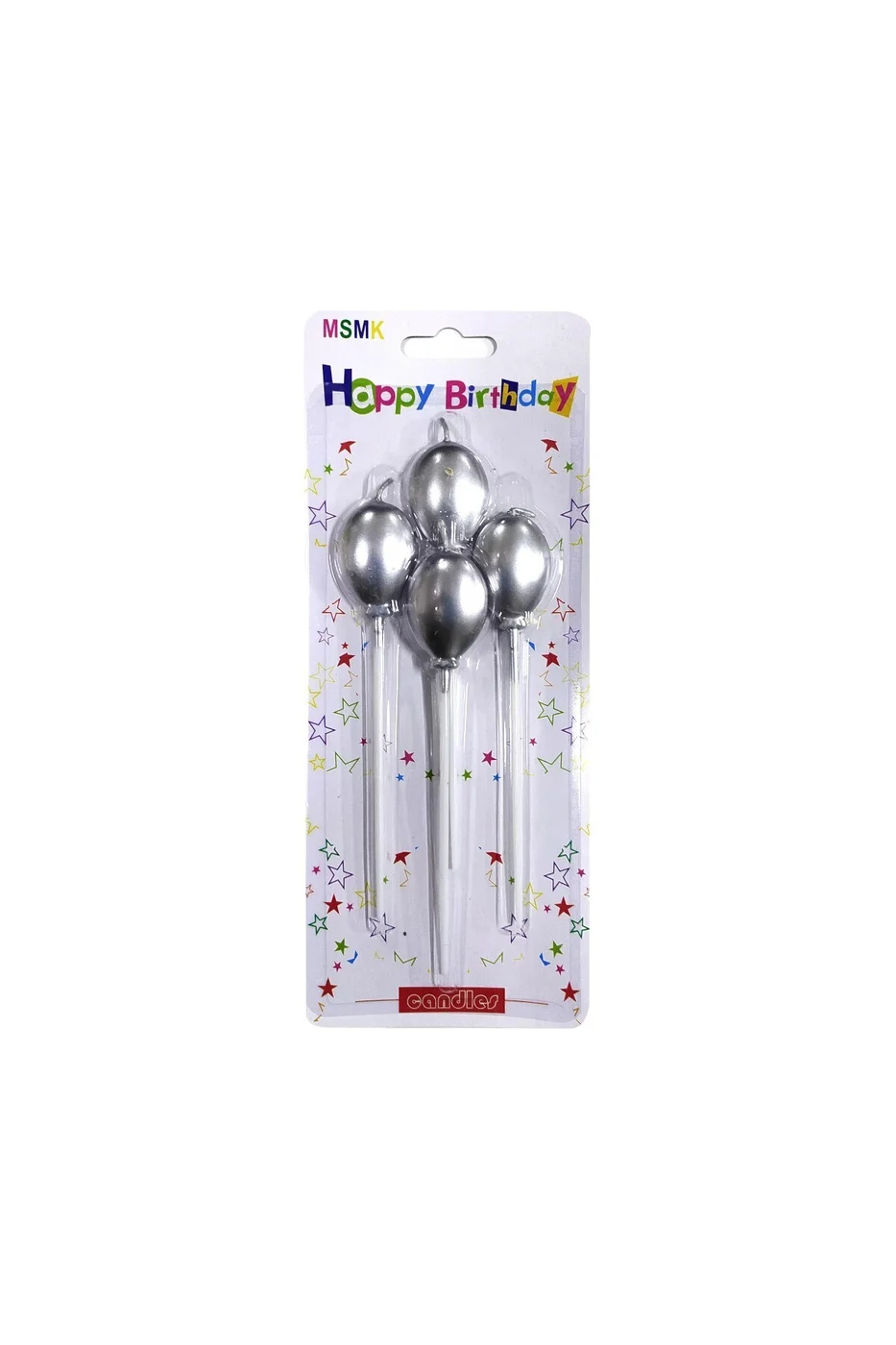 4 LÜ ÇUBUKLU BALON GÜMÜŞ MUM 13.5CM