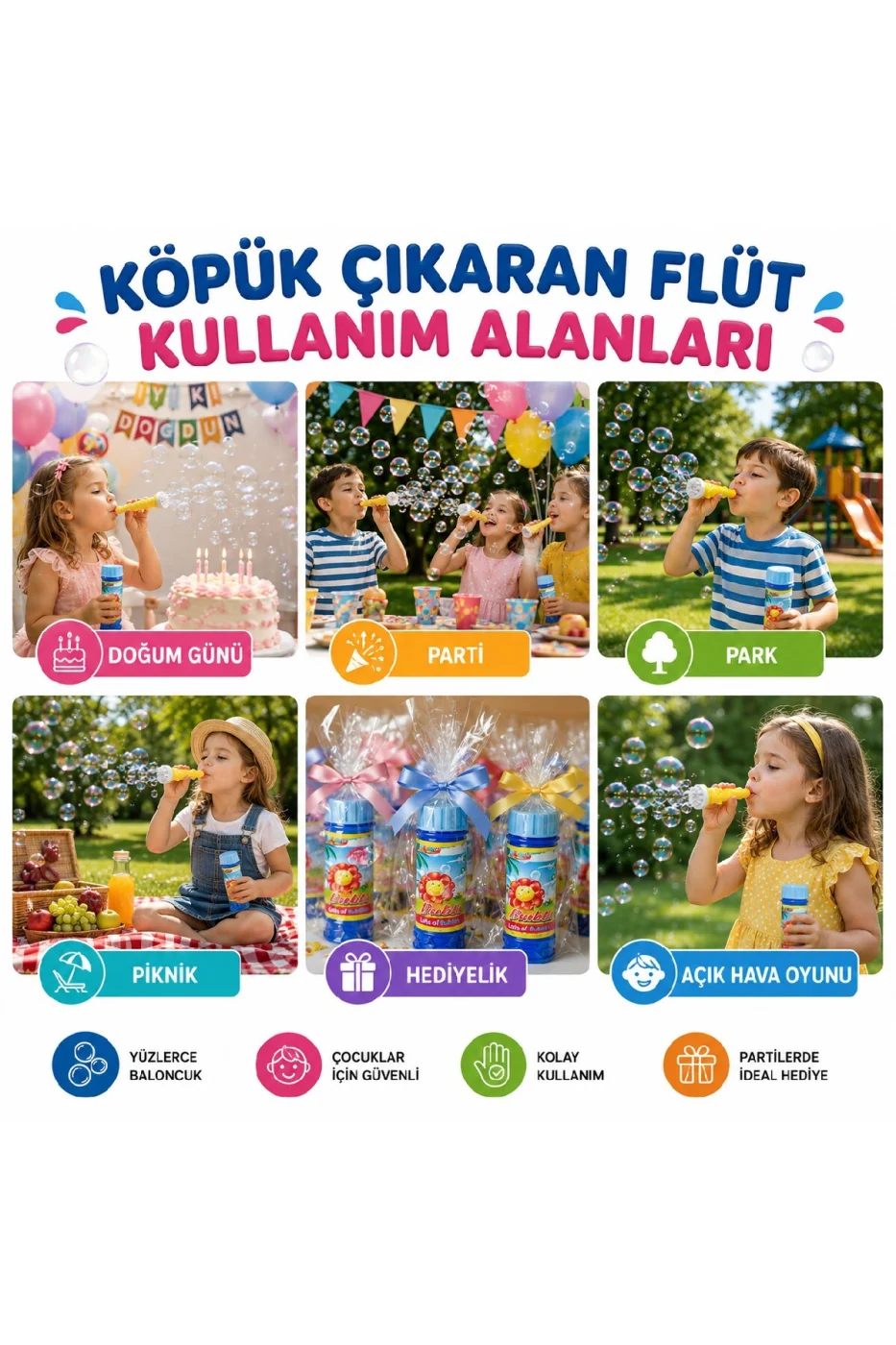 Köpük Çıkaran Flüt 2 Li Set | Bubble Flute Baloncuk Oyuncağı | Parti Hediyeliği | Çocuk Eğlence Oyuncağı gorsel 8