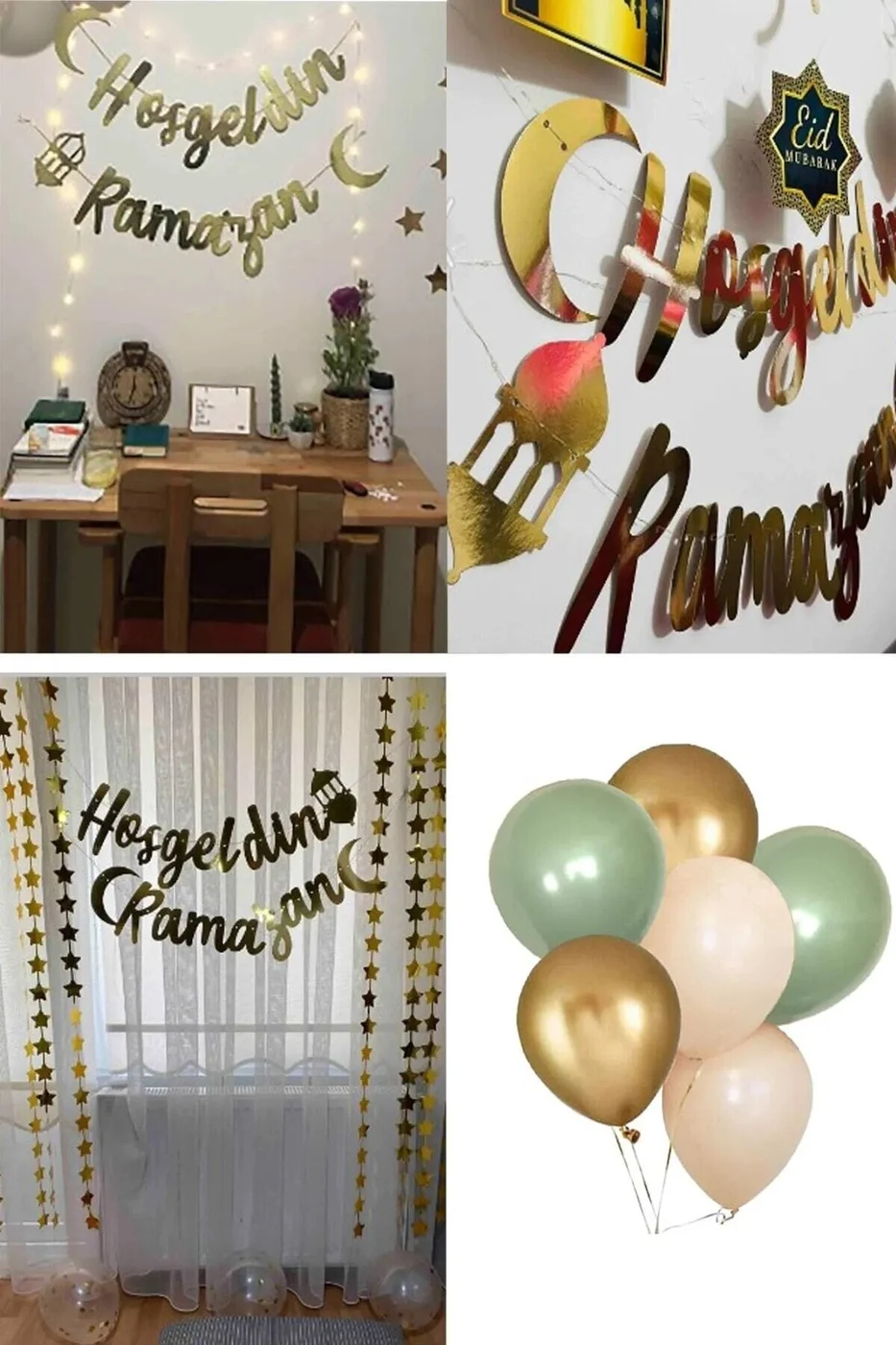 Hoşgeldin Ramazan Gold Yazı Ledli Set 11 Ayın Sultanı Ramazan Bayramı Oda Süsleme gorsel 2