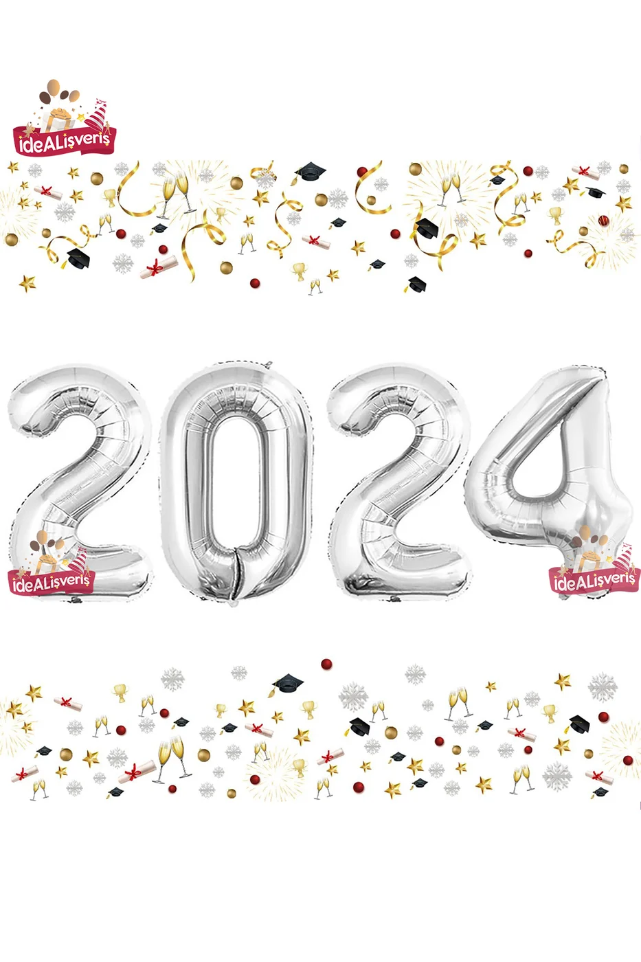 Yeni Yıl/Yılbaşı 2024 Folyo Balon