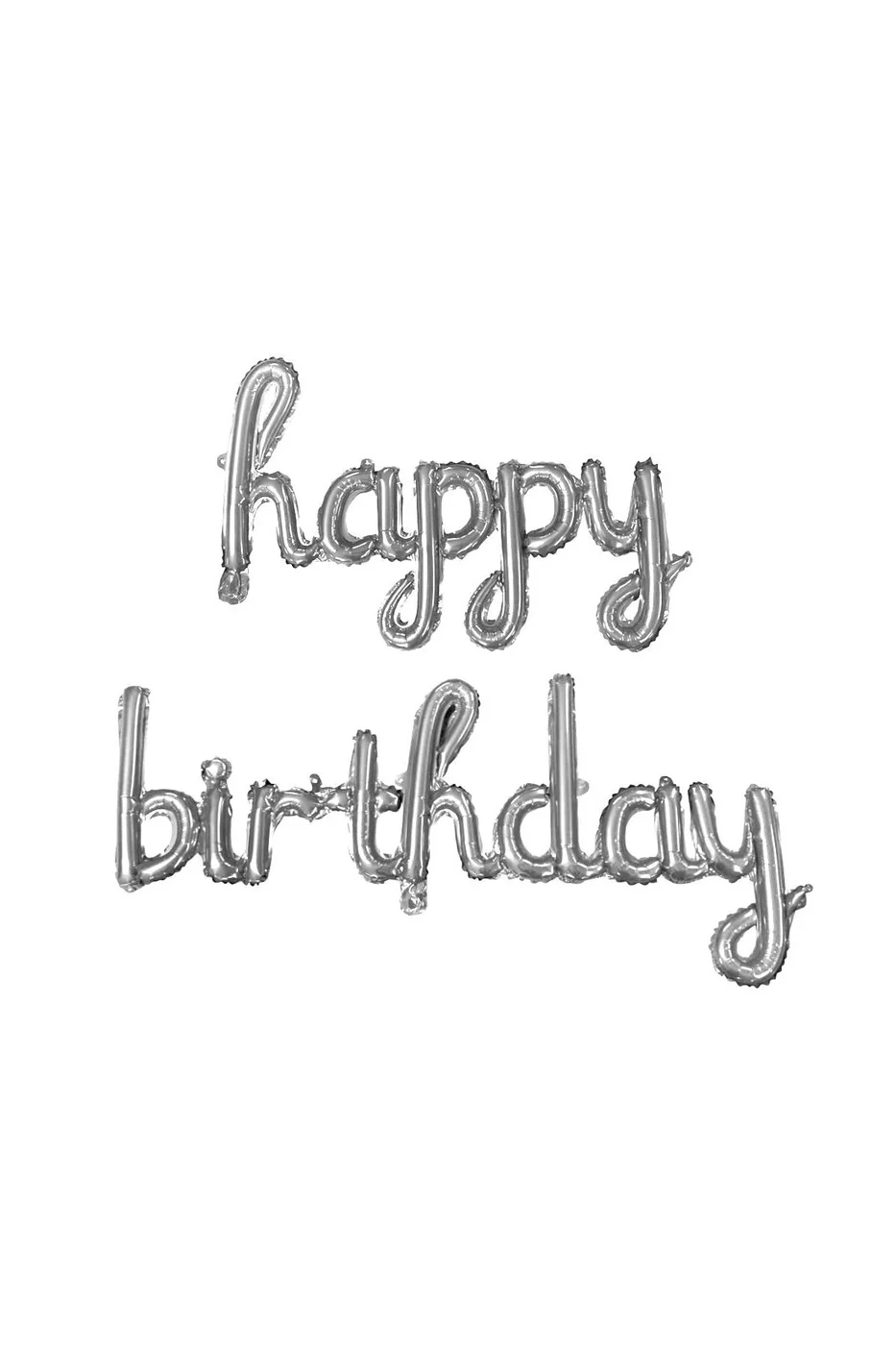 EL YAZILI HAPPY BİRTHDAY GÜMÜŞ SET Folyo Balon