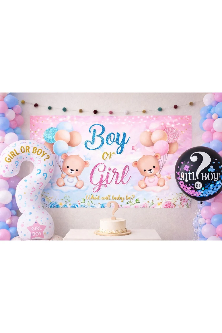 Ayıcıklı Gender Reveal Parti Seti – Boy or Girl Sürpriz Cinsiyet Konsepti Seti Süsü gorsel 2