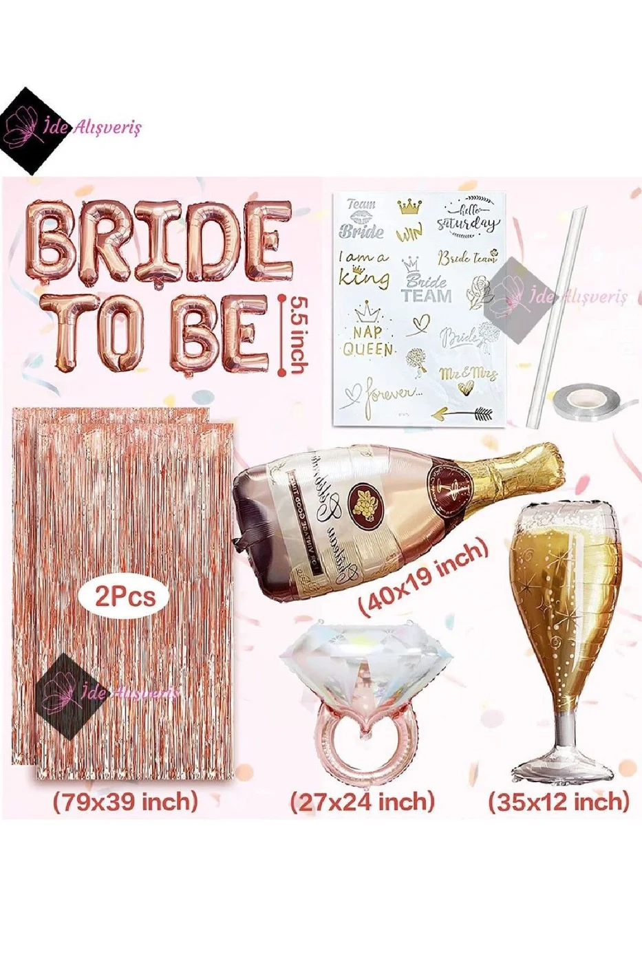 40 Balon Bride To Be Bekarlığa Veda Partisi Balon Süsleme Rose Gold gorsel 4