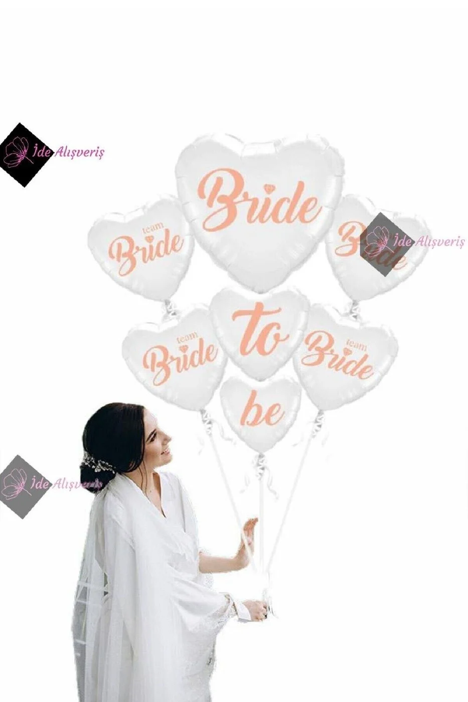 50 Balonlu Bride To Be Kalpli Bekarlığa Veda Partisi 1 Bride 10 Team Bride Gold Renkli Geçici Dövme gorsel 3