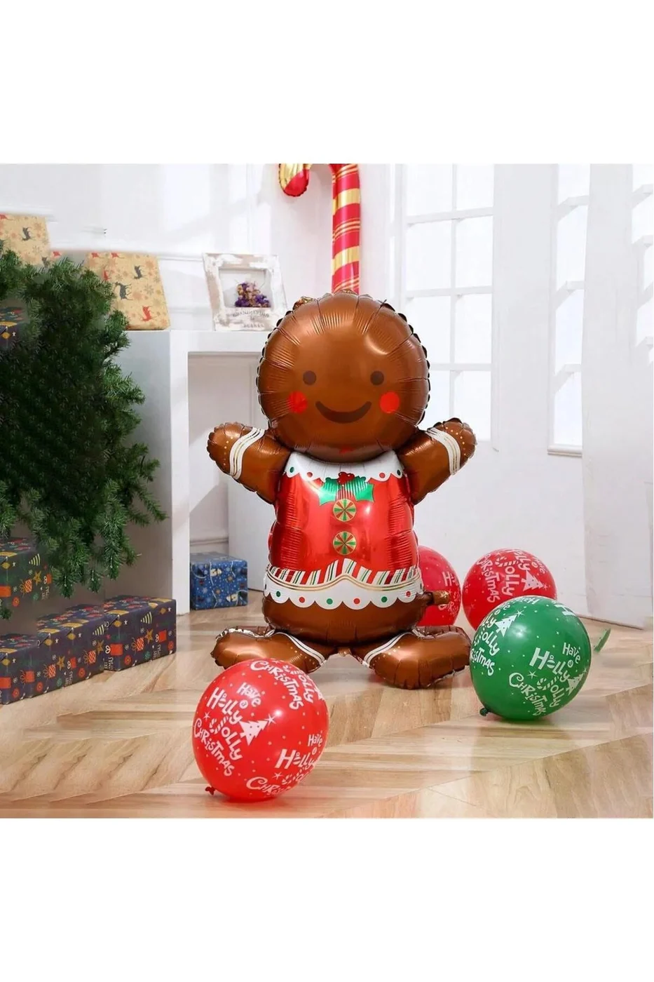 Büyük Ayaklı Kurabiye Adam Folyo Balon Yılbaşı Folyo Bslonu Süsü