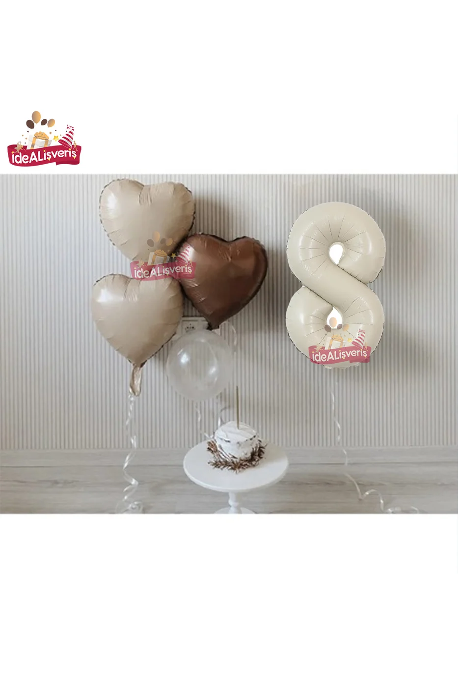 8 Yaş Retro Renkler Krem Kahve Tonlar Balon Seti