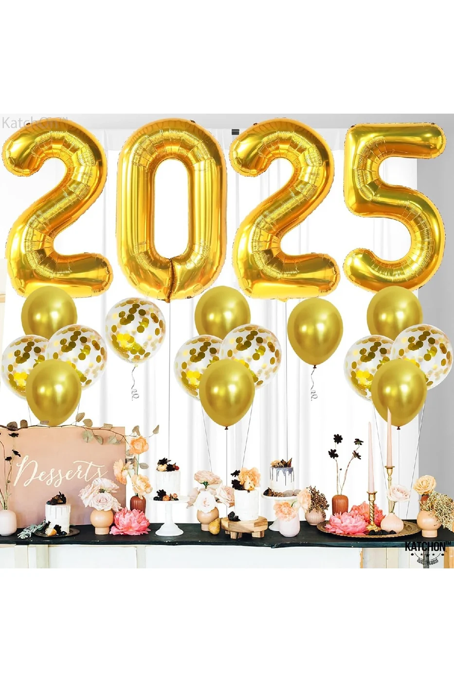 Gold 2025 Balonları 18'li Paket  Yılbaşı Gecesi Parti Malzemeleri İçin Mutlu Yıllar Balonları Süsü gorsel 5