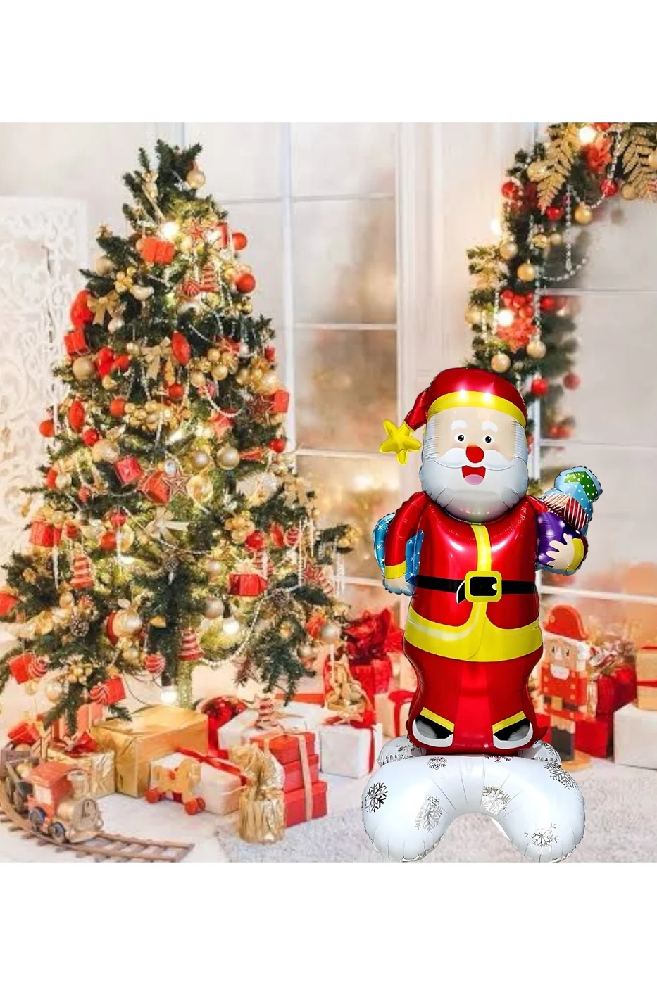 Ayaklı Büyük Noel Baba Folyo Balon Yılbaşı Noel Baba Balonu gorsel 2