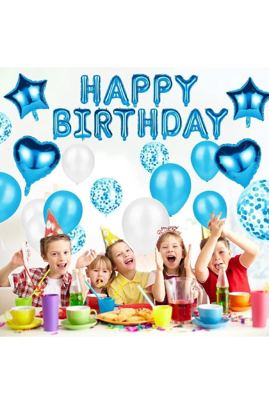 Mavi Happy Birthday Folyo Balon Parti Süslemeleri Doğum Günü Parti Süsü gorsel 2