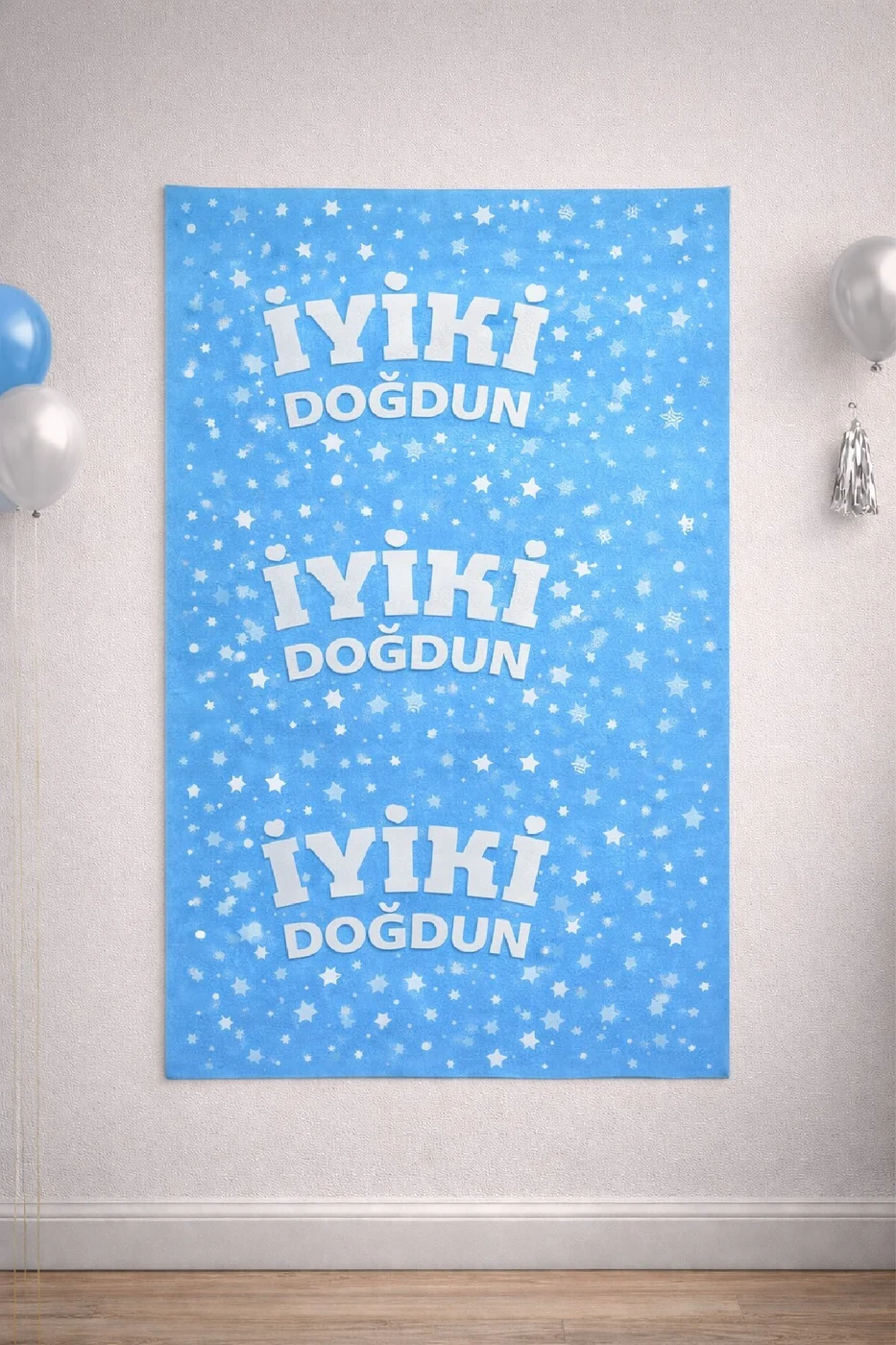 İYİKİ DOĞDUN BASKILI METALİZE ARKA FON PERDE DOĞUM GÜNÜ PARTİ SET SÜSÜ
