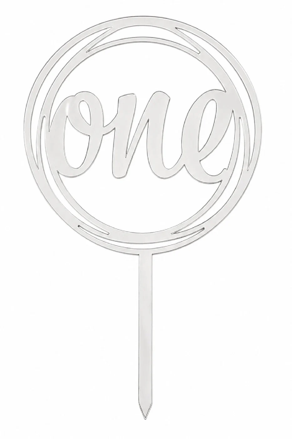 One Cake Topper (Gold Gümüş Pleksi) One Pasta Süsü 1 Yaş Doğum Günü Pleksi Gold Gümüş Pasta Üstü Yazı Dekor gorsel 2