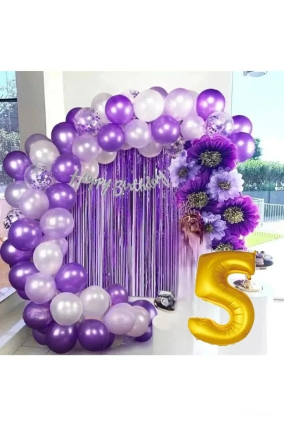 LÜX MOR LİLA BALON ZİNCİR SET DOĞUM GÜNÜ PARTİ SETİ SÜSÜ