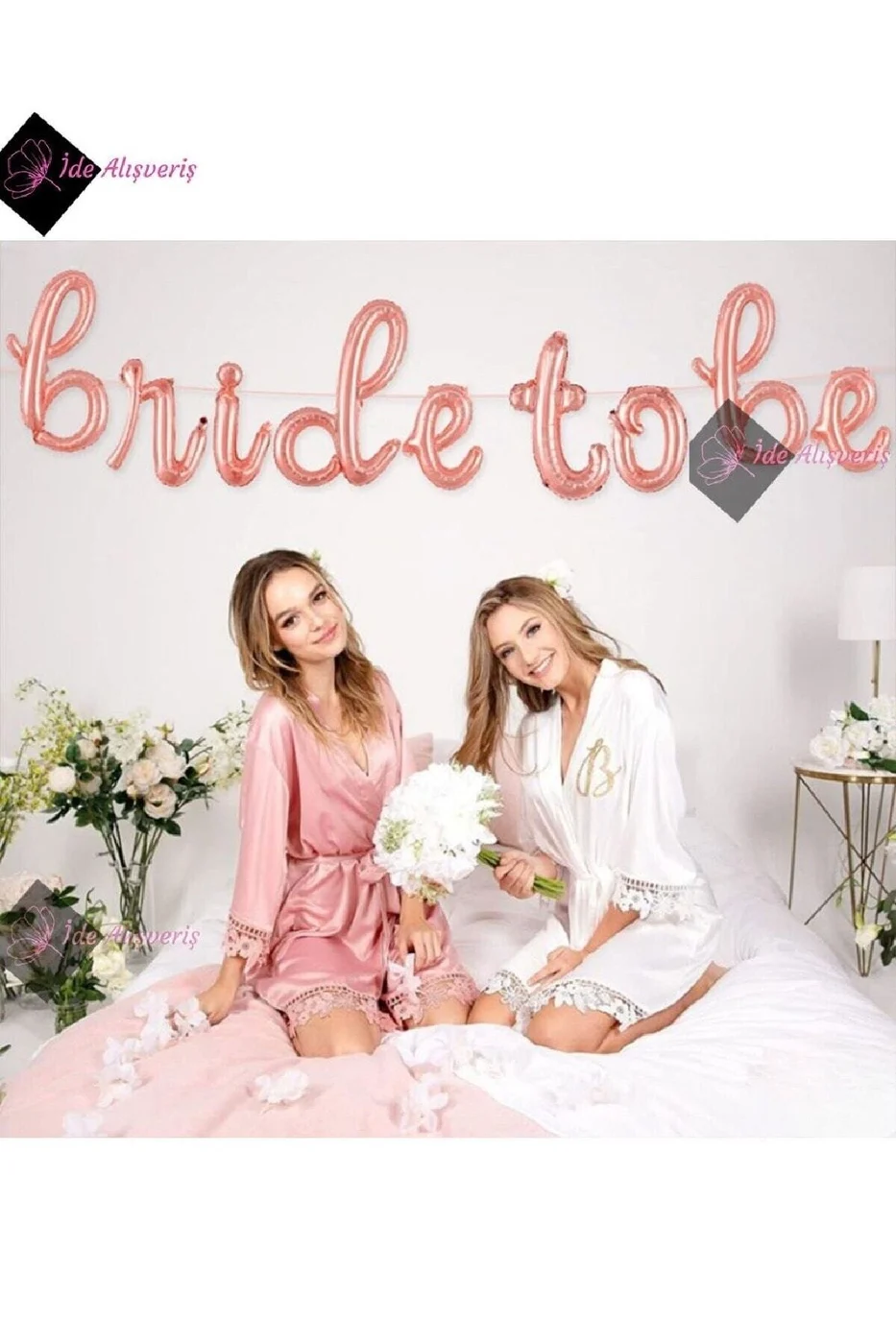 Bride To Be Folyo Balon Rose Gold Ve Bride To Be Tacı Parti Süs Setleri gorsel 2
