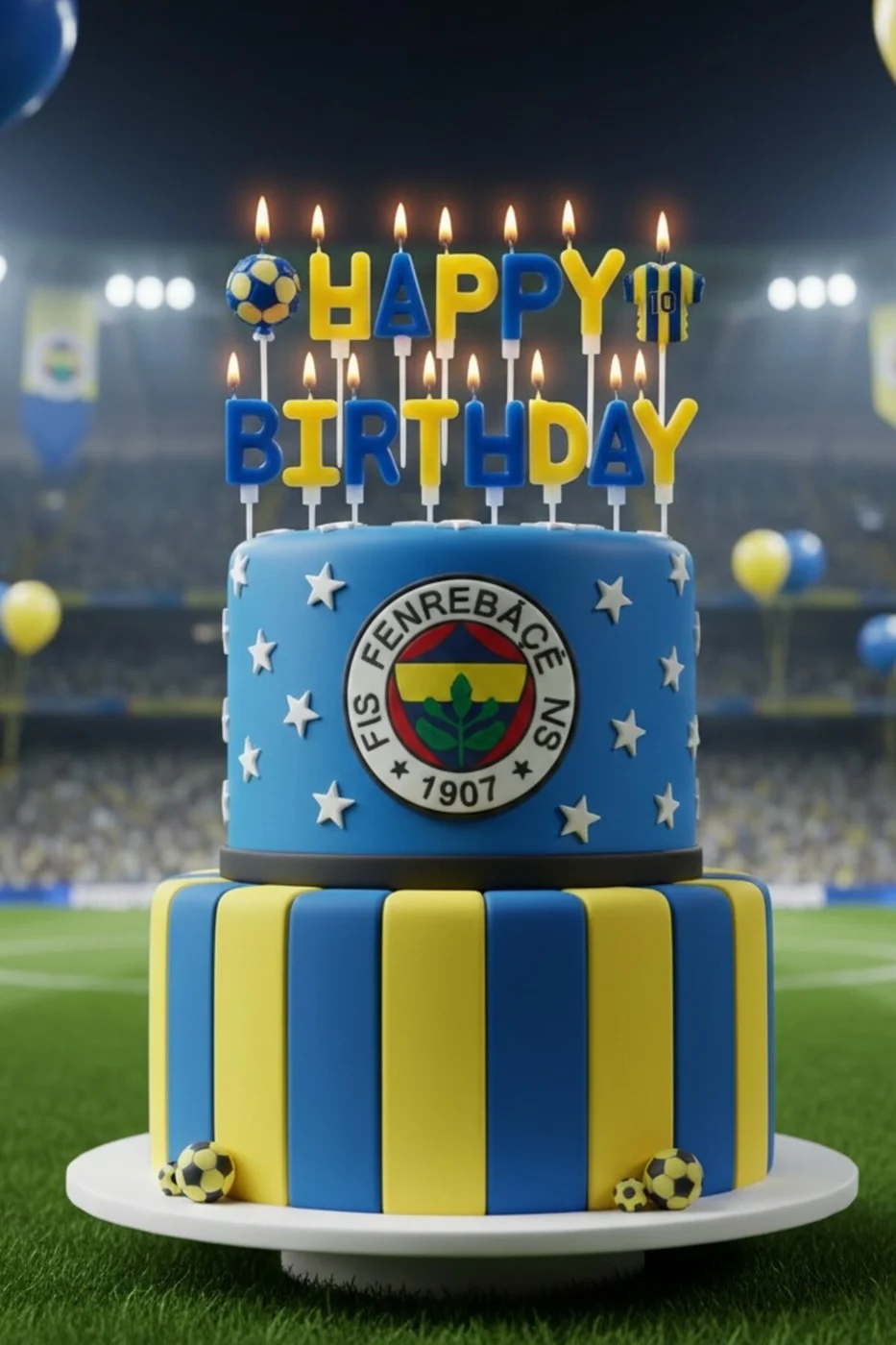 SARI LACİVERT TARAFTAR HAPPY BİRTHDAY MUM SETİ gorsel 2