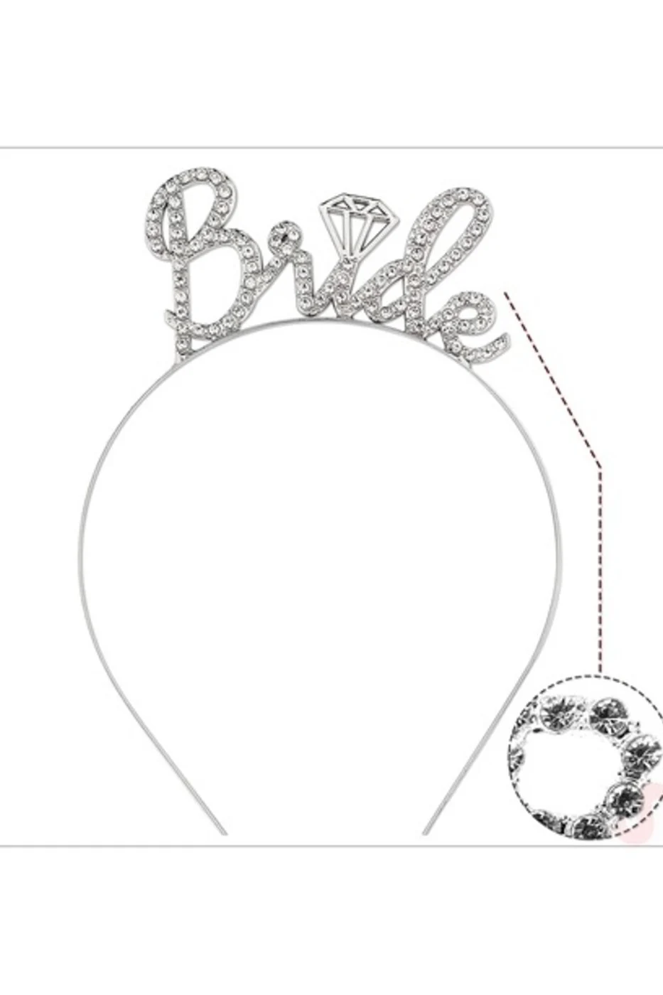 Taşlı Metal Bride Taç Kristal Parlak Taşlı Bride Taç Bekarlığa Veda Partisi Tacı