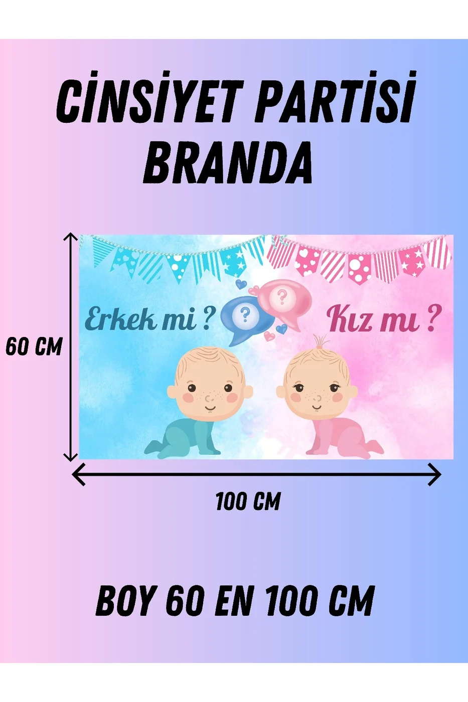 Erkek Mi Kız mı Cinsiyet Temalı Özel Cinsiyet Afişi Arka Fonu 60x100 Vinil Branda Pankart Süsü gorsel 6