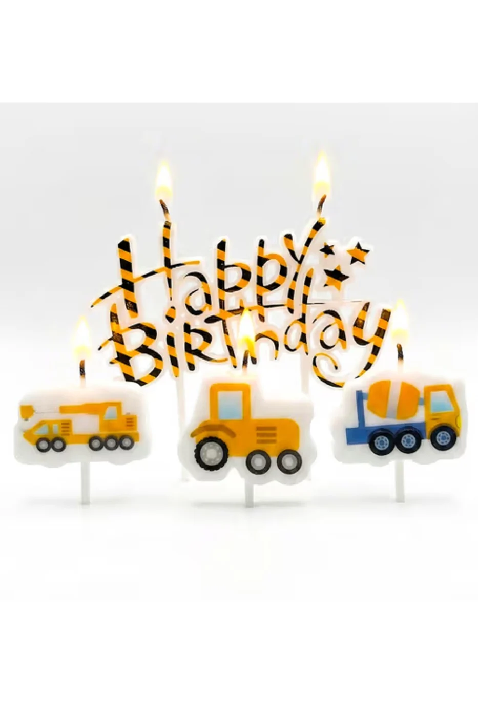 İNŞAAT HAPPY BİRTHDAY 4 LÜ DOĞUM GÜNÜ PARTİ SETİ SÜSÜ MUMU gorsel 4