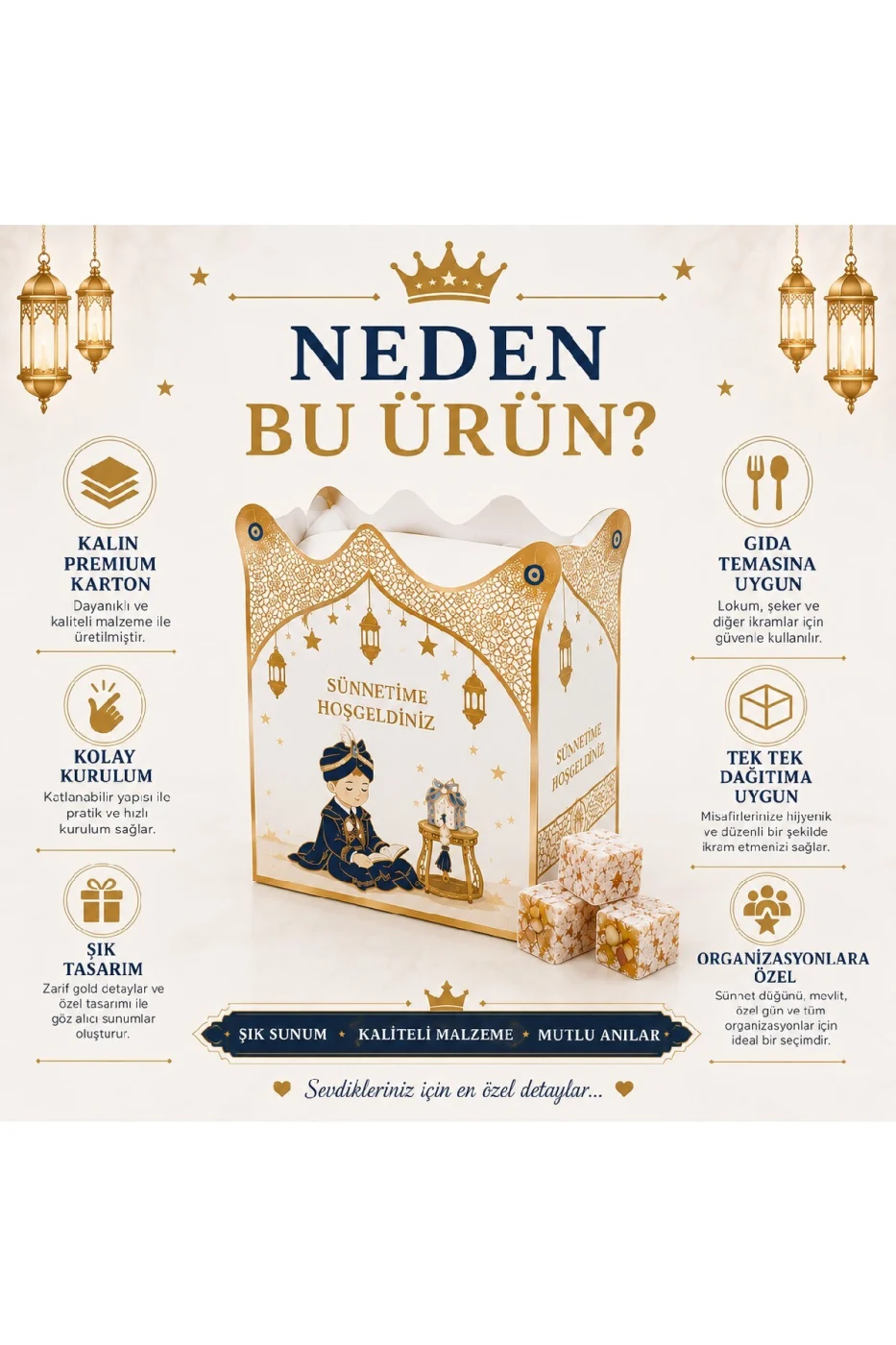 25 Adet Sünnet Lokum Kutusu | Sünnet Hediyeliği Şeker Kutusu | Premium Karton Organizasyon Kutusu gorsel 8