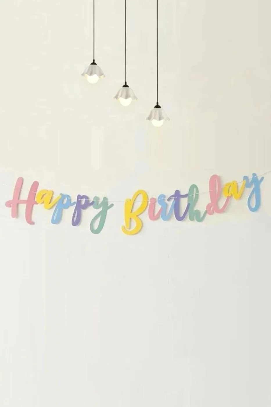 Makaron Renkli Happy Birthday Banner Kaligrafi gorsel 5