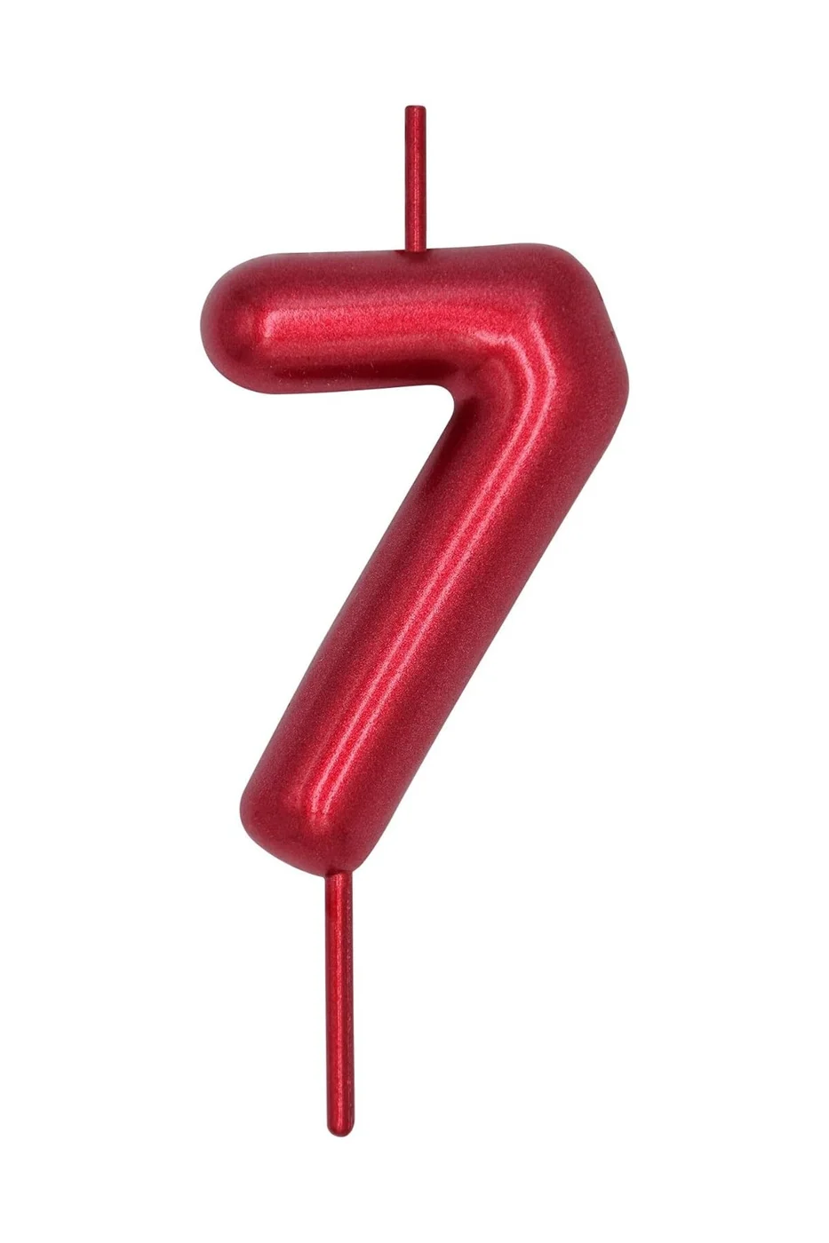 7 YAŞ PARLAK KIRMIZI ŞIK MUM 12 CM