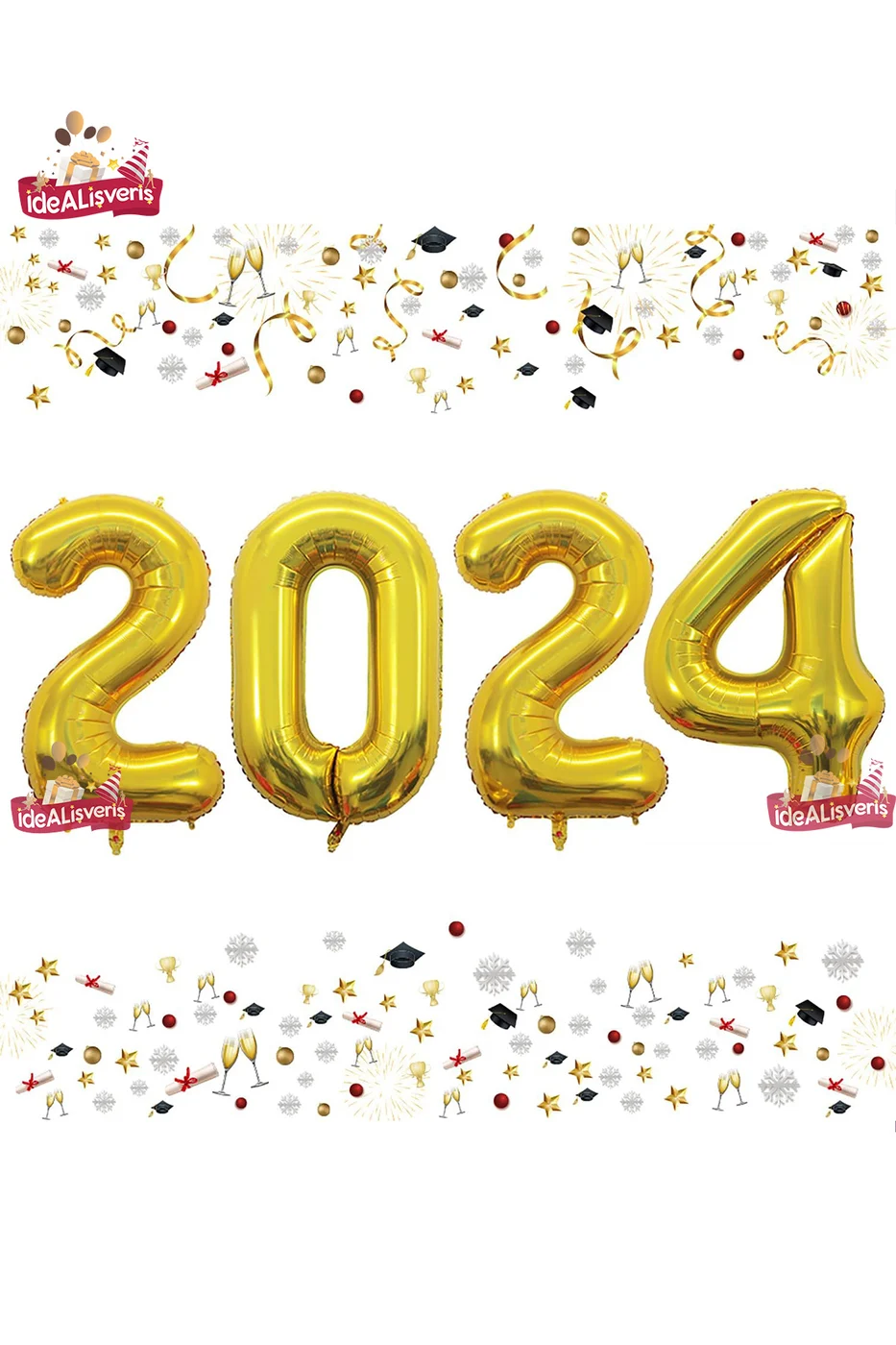 Yeni Yıl/Yılbaşı 2024 Folyo Balon