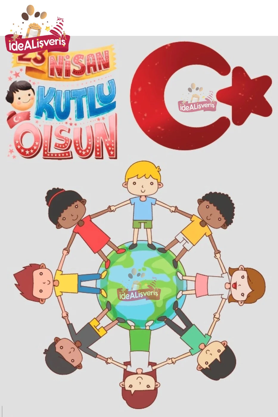 23 Nisan Cam Sticker Seti – Sınıf Pencere Süsleme (3’lü Set) gorsel 2