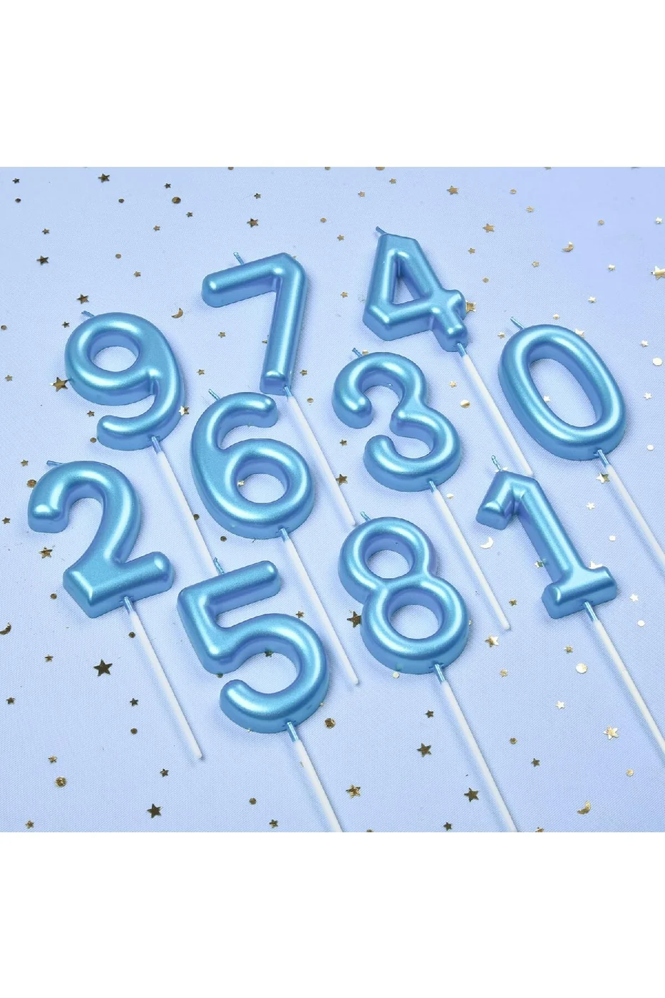 9 YAŞ PARLAK AÇIK MAVİ ŞIK MUM 12 CM gorsel 3