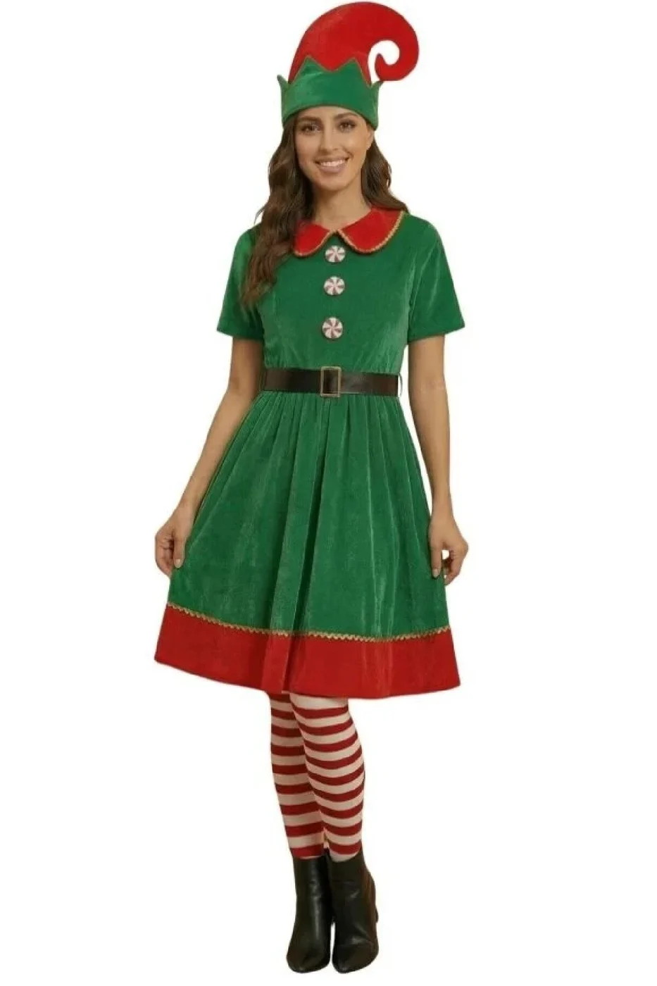 Noel Elf Yetişkin Kadın Kostümü Yılbaşı Kostümü gorsel 4