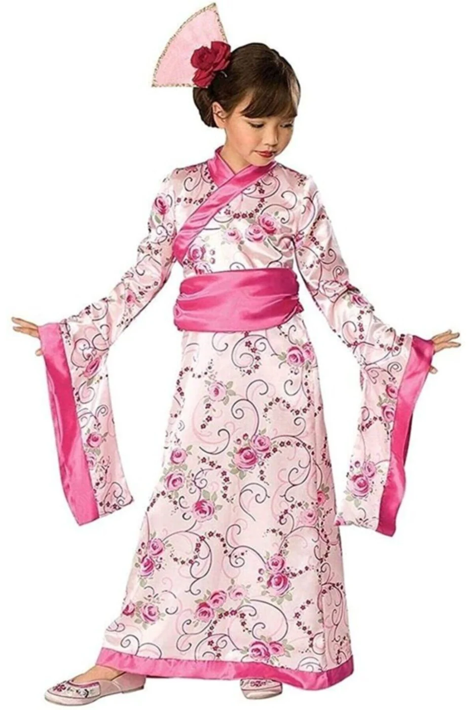 Kız Çocuk Pembe Japon Kimono Kostümü