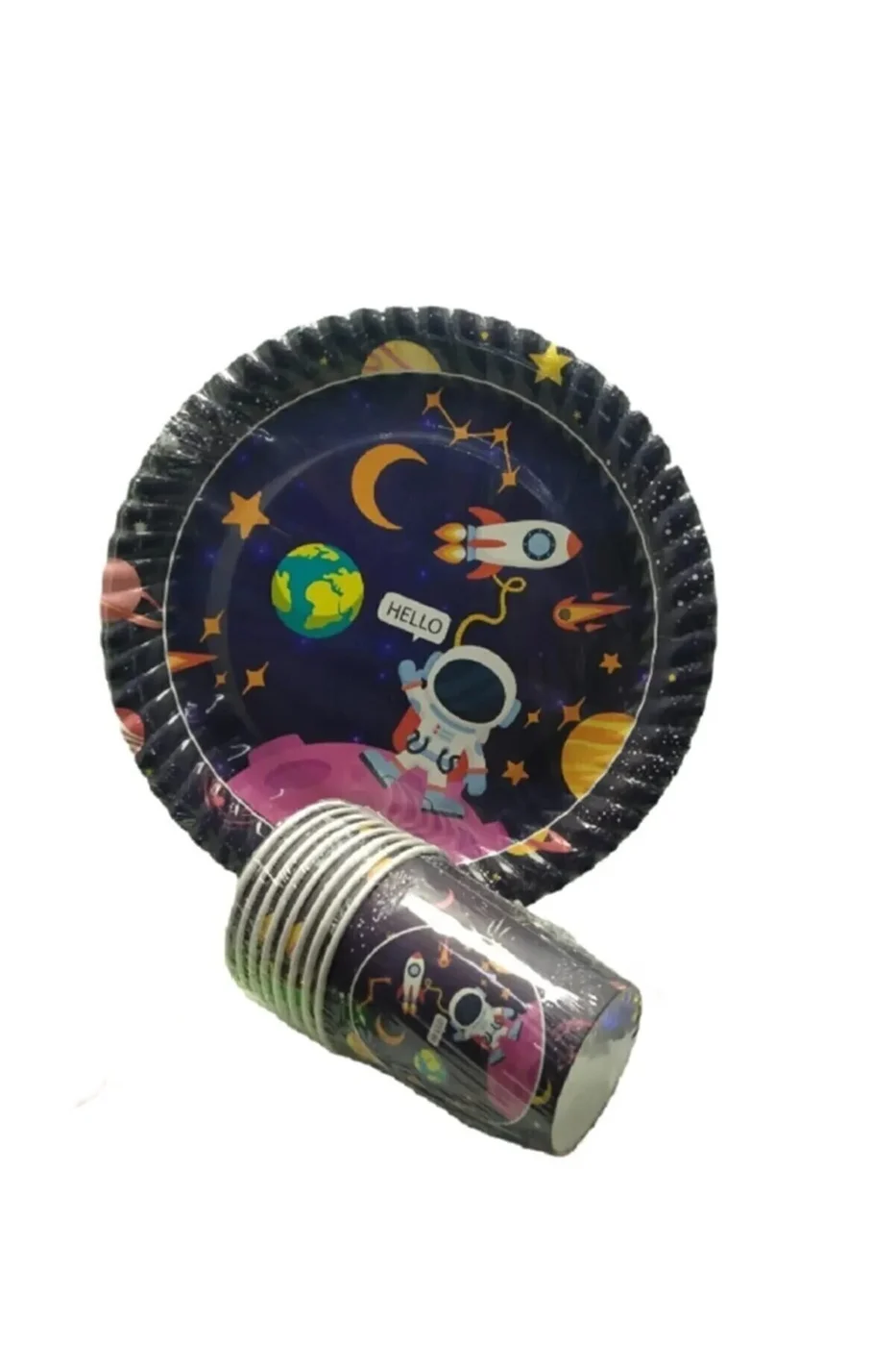 Uzay Temalı 8`li Kağıt Tabak Bardak Seti gorsel 3