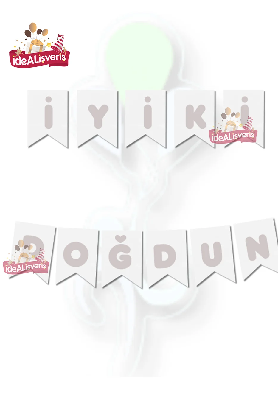 İyi Ki Doğdun Varaklı Banner Gümüş Yazılı Doğum Günü Yazısı