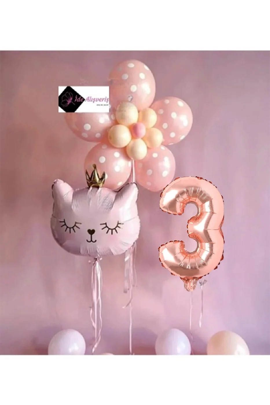 ÇİÇEK KEDİ BALON DEMETİ DOĞUM GÜNÜ SÜSÜ DOĞUM GÜNÜ PARTİ SETİ