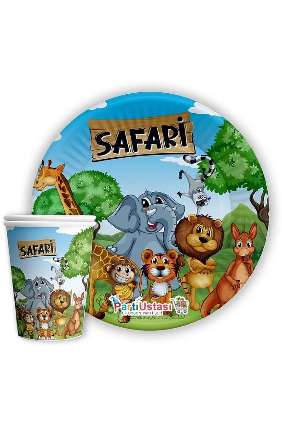 8'li Karakterli Karton Tabak & Bardak Seti – Doğum Günü Parti Seti Kullan At Ürün