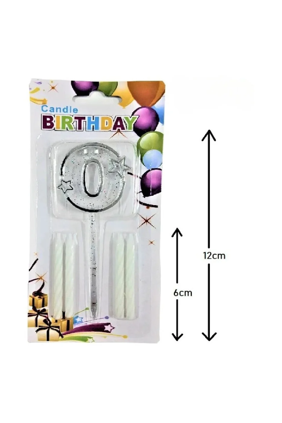MİKA ŞEFFAF 0 RAKAM GÜMÜŞ MUM 12CM