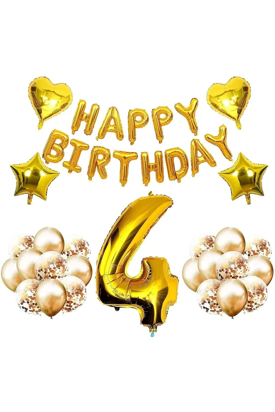4 Yaş Gold Happy Balon Seti