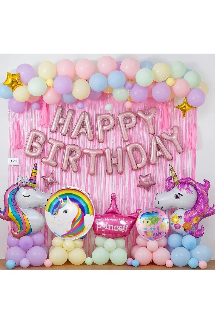 Lüks Unicorn Pembe Doğum Günü Süsü, Unicorn Folyo Balonlar Dolu Dolu Doğum Günü Parti Seti gorsel 3