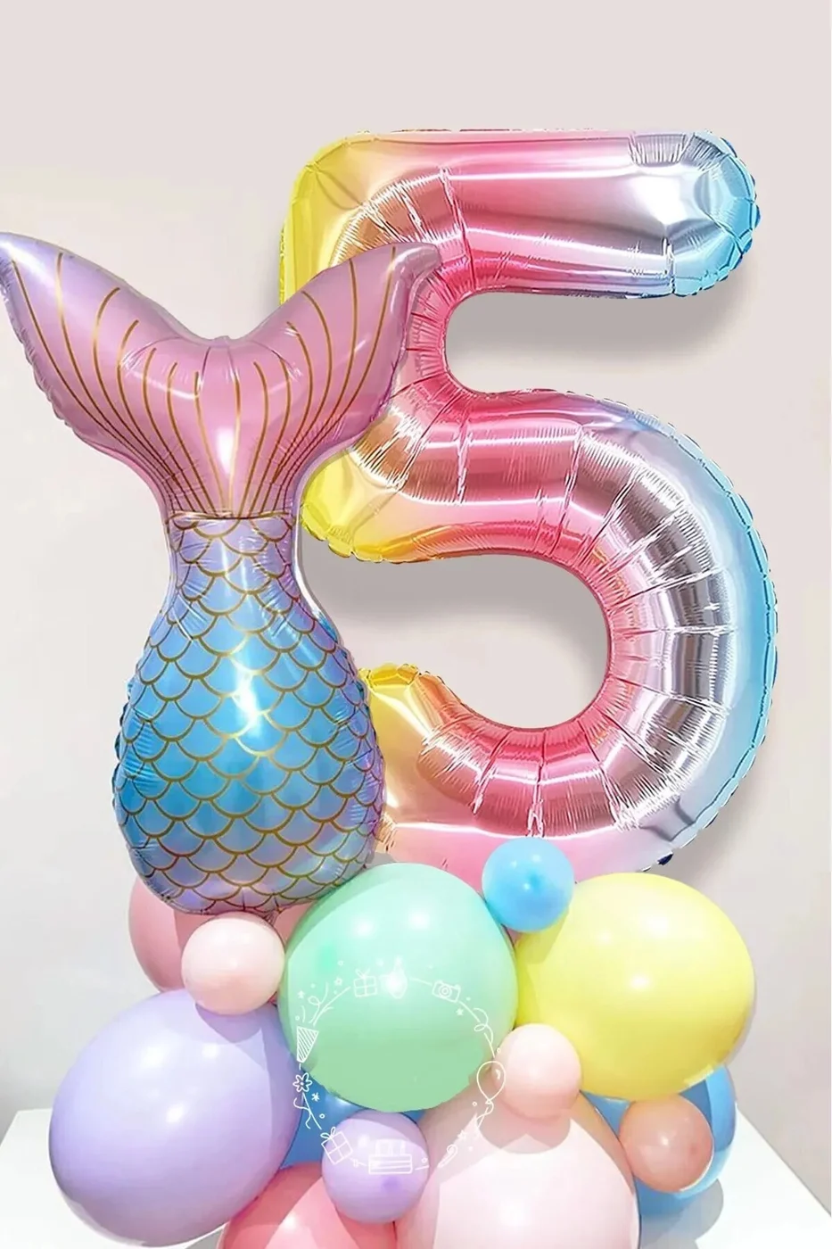 5 Yaş Rakam Balonlu Deniz Kızı Kuyruğu Karşılama Seti Doğum Günü Parti Seti Süsü