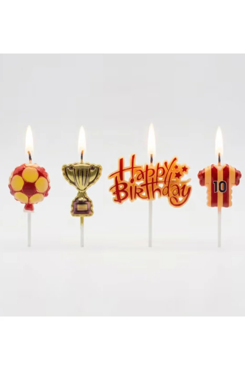 SARI KIRMIZI FUTBOL TOPLU FORMALI HAPPY BİRTHDAY 4 LÜ MUM SETİ