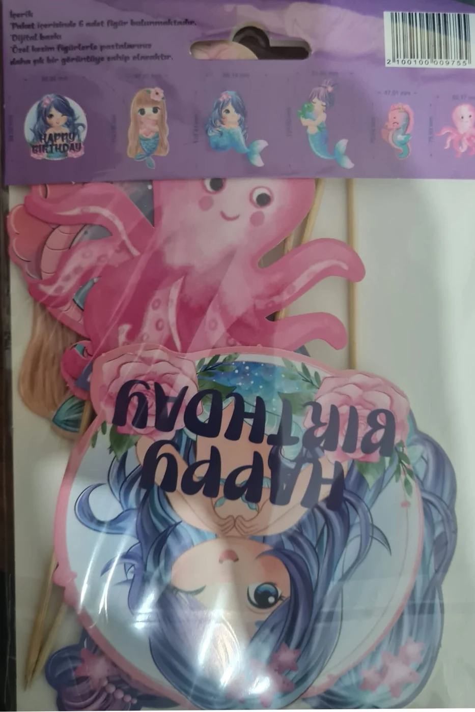 6 adet, Deniz Kızı Temalı Doğum Günü Pasta Süsü Deniz Kızı Baby Pasta Süsü gorsel 6