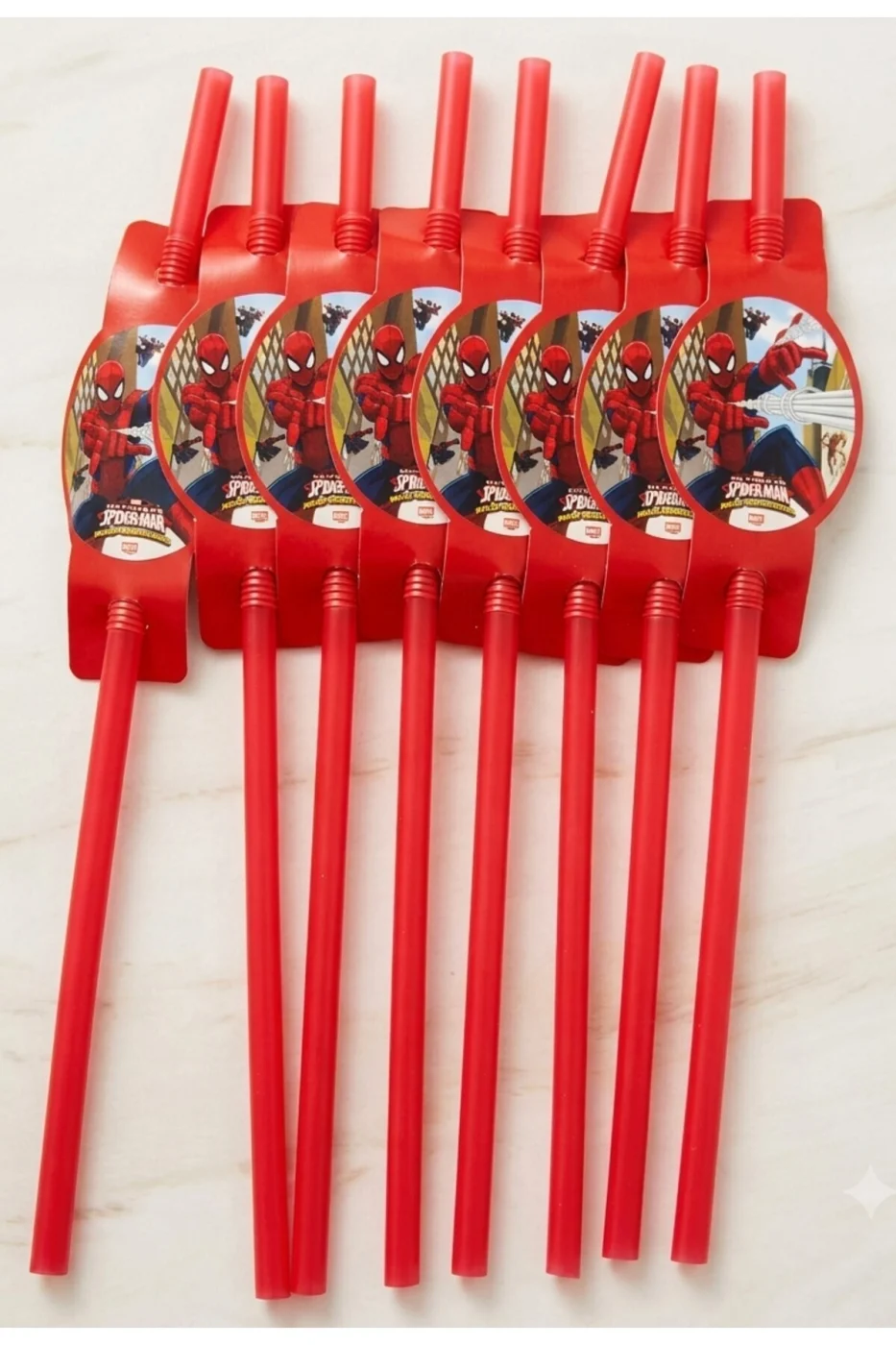 Premium Örümcek Adam Spider-Man Karakterli Lüks Parti Pipeti Gıdaya Uygun 8'li Set gorsel 4