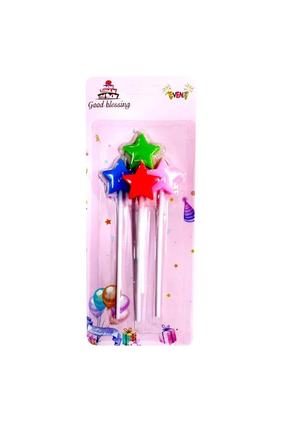 4 LÜ ÇUBUKLU YILDIZ RENGARENK MUM