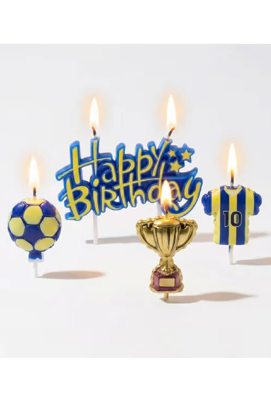SARI LACİVERT FUTBOL TOPLU FORMALI HAPPY BİRTHDAY 4 LÜ MUM SETİ gorsel 5