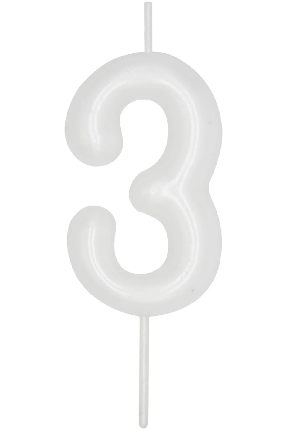 3 YAŞ PARLAK İNCİ BEYAZI ŞIK MUM 12 CM gorsel 4