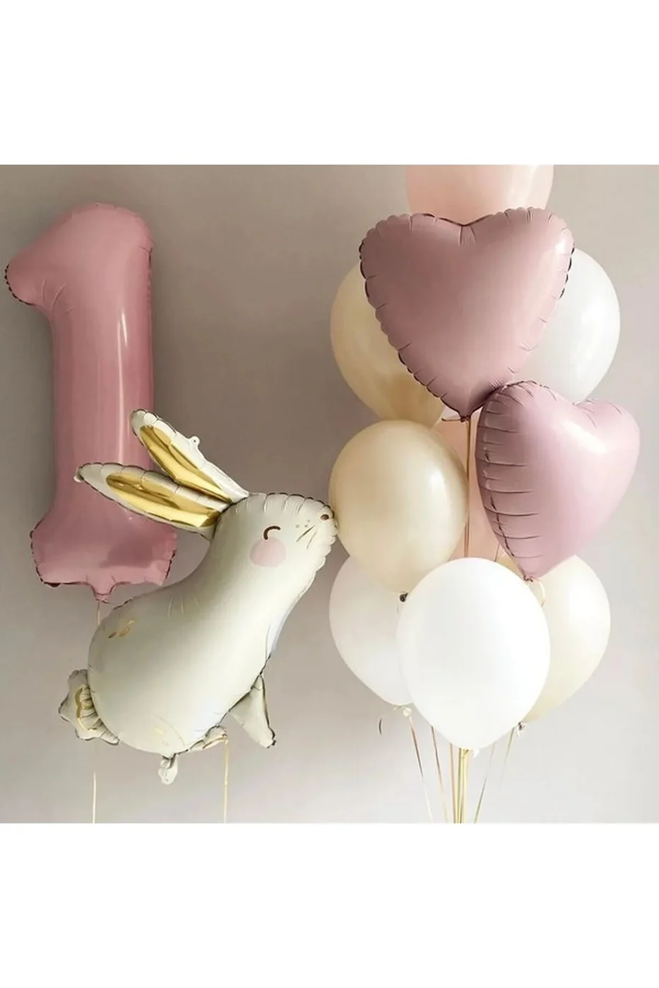 YAŞ PEMBE FOLYOLU TAVŞAN FOLYOLU BALON DOĞUM GÜNÜ PARTİ SET SÜSÜ gorsel 3