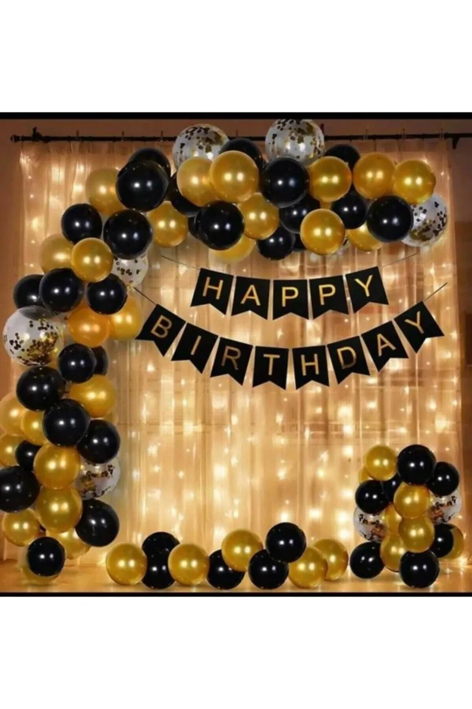 Happy Bırthday Banner Ve Doğum Günü Balon Ve Balon Zincir Set