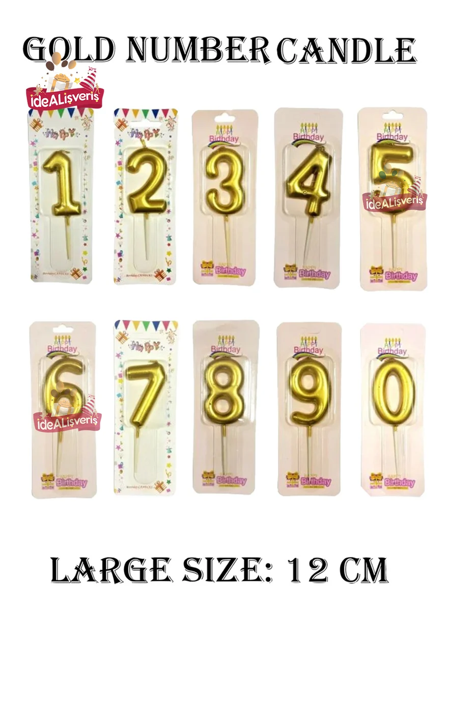 12 cm Pasta Üstü Rakam Mum