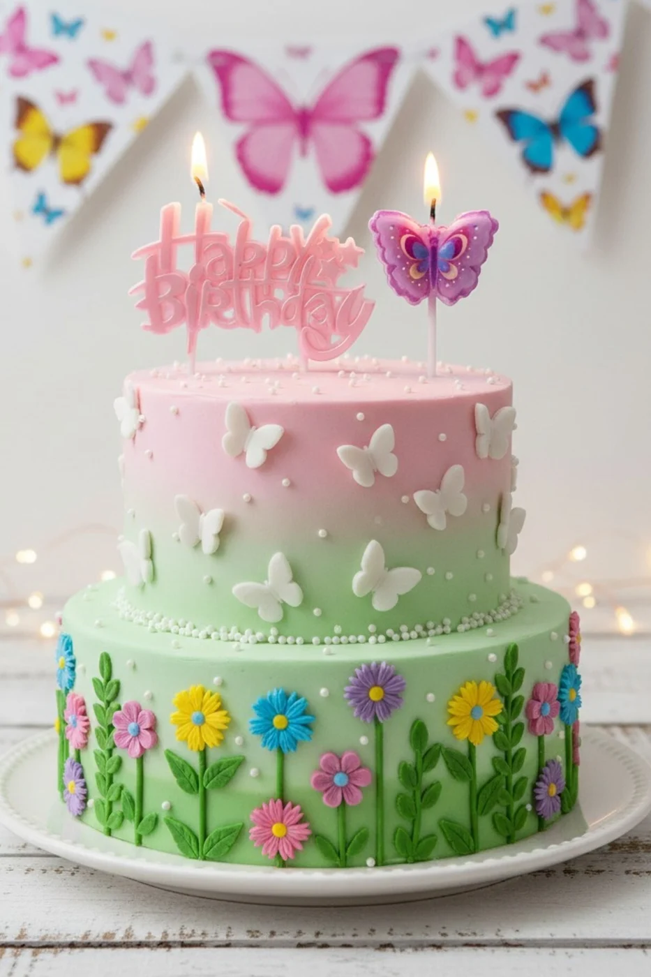 HAPPY BİRTHDAY KELEBEK 2 PARÇA DOĞUM GÜNÜ PARTİ SETİ SÜSÜ MUMU