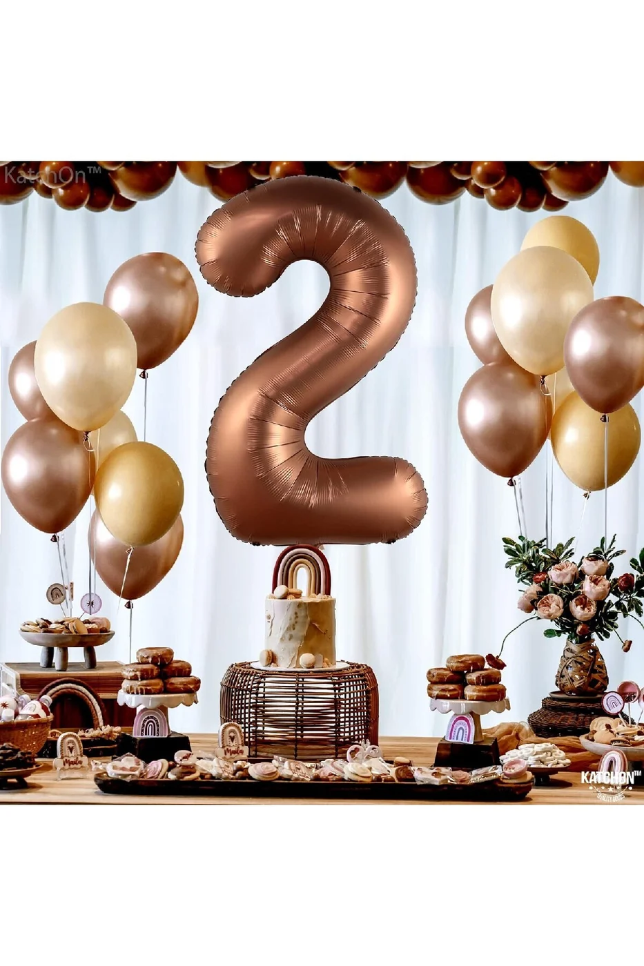 Rakam Yaş 74 Cm Kahverengi Yaş Folyo Balonu gorsel 2